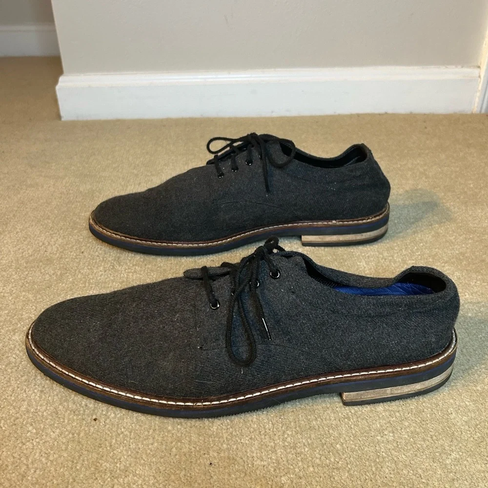 BOSTONIAN Men's Dezmin Plain Oxford Casual Dress Black Grey Wool Shoe Size 11